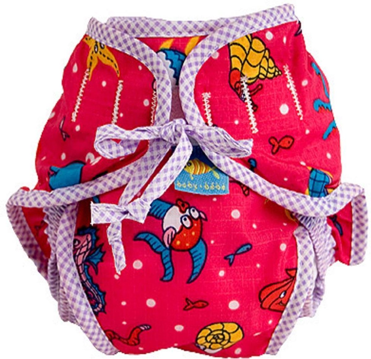 Kushies - luier -  wasbare zwemluier - zwembroekje - maat 2 - 3/6 kg - Roze - visjes