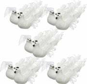 5x Witte duiven vogels trouwpaar decoratie 16 cm op clip - Bruiloft/huwelijk/trouwerij versieringen - Bruidstaart figuurtje