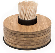 Point-Virgule Onderzetter - Bamboe - Glasonderzetters - Met Tandenstokerhouder - 6 Stuks - Zwart