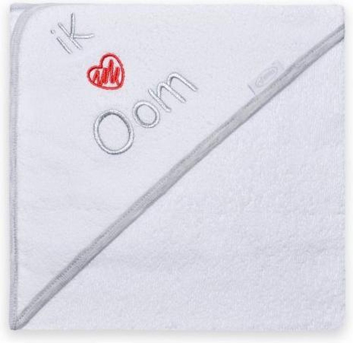 Funnies Badcape Ik Love Oom Junior 80 X 80 Cm Katoen Wit/rood