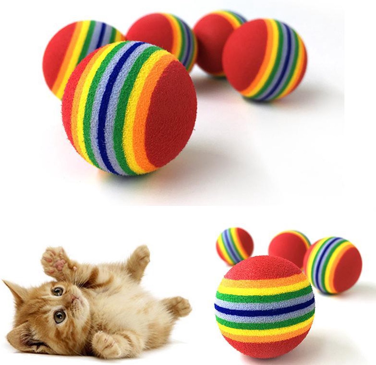 EPIN | Katten balletjes | Katten speelgoed | Kauw speelgoed | Interactief spelen | Kittens | 3.5 CM | 2 stuks