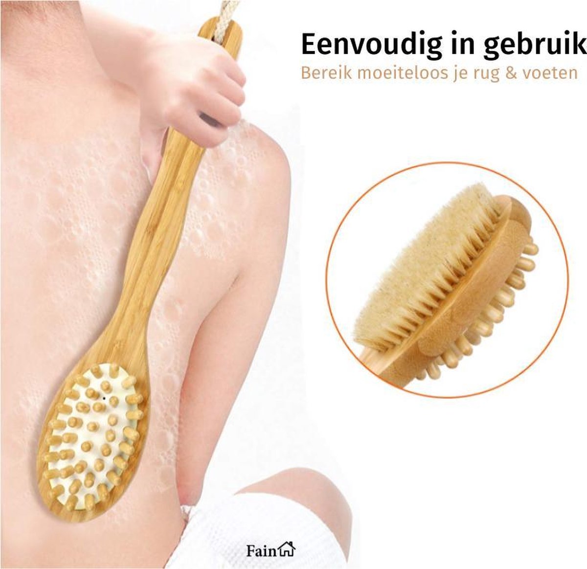 Dry brush – Cellulite borstel – Badborstel - Rugborstel - Massage borstel - Droogborstel – Doucheborstel rugborstel – Droogborstelen lichaam - Lichaamsborstel - Dry brushing huidborstel – Huidborstel – Anti cellulitis massage