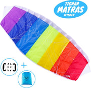 Tigrar - Matrasvlieger - Vliegers voor Kinderen - 1.4 Meter XXL Vlieger - 30 meter lijn - Regenboog Stuntvlieger