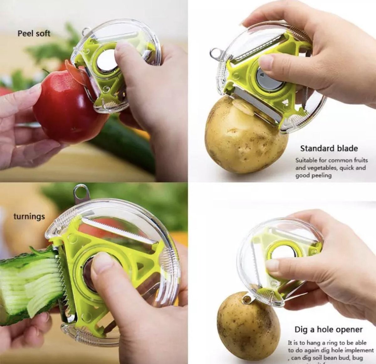 Repus - 3in1 Schiller - peeler - dun schiller - multi schiller - soft schiller - sliertjes schiller - groente & fruit - keuken gadget