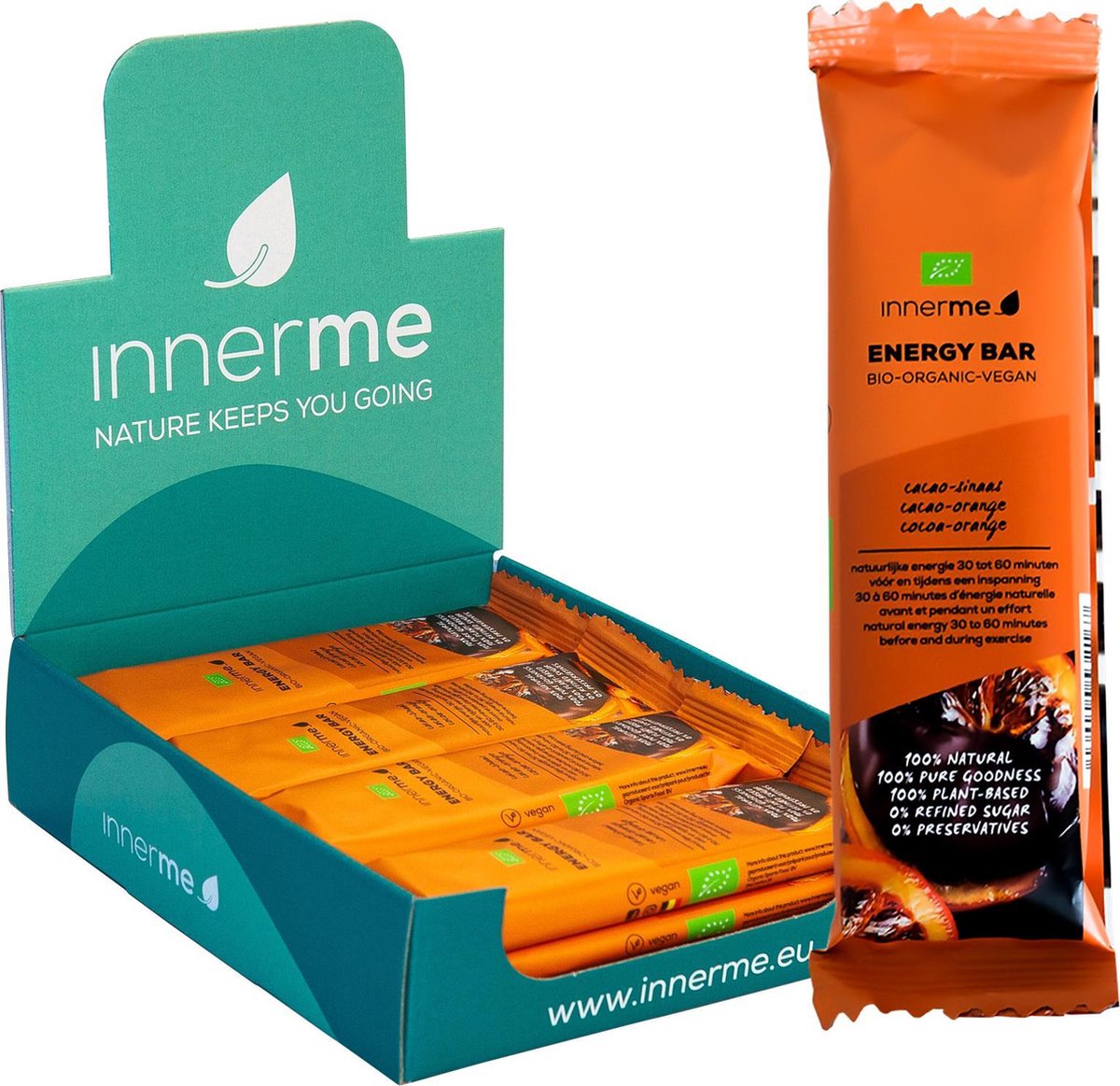 Innerme Energy Bars 'Cacao-Sinaas' - bio & vegan sportreep - 12 energierepen 40g