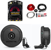 JBL Basspro HUB 400W MAX reservewiel subwoofer + aansluitkabel set ESX HZ10WK KabelKit + BassRemote
