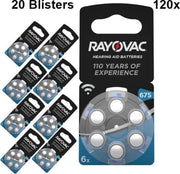120 Stuks (20 Blisters a 6st) - Rayovac akoestische HA675 / 675 / PR44 / ZL1 640 mAh 1.4V gehoorapparaat batterij