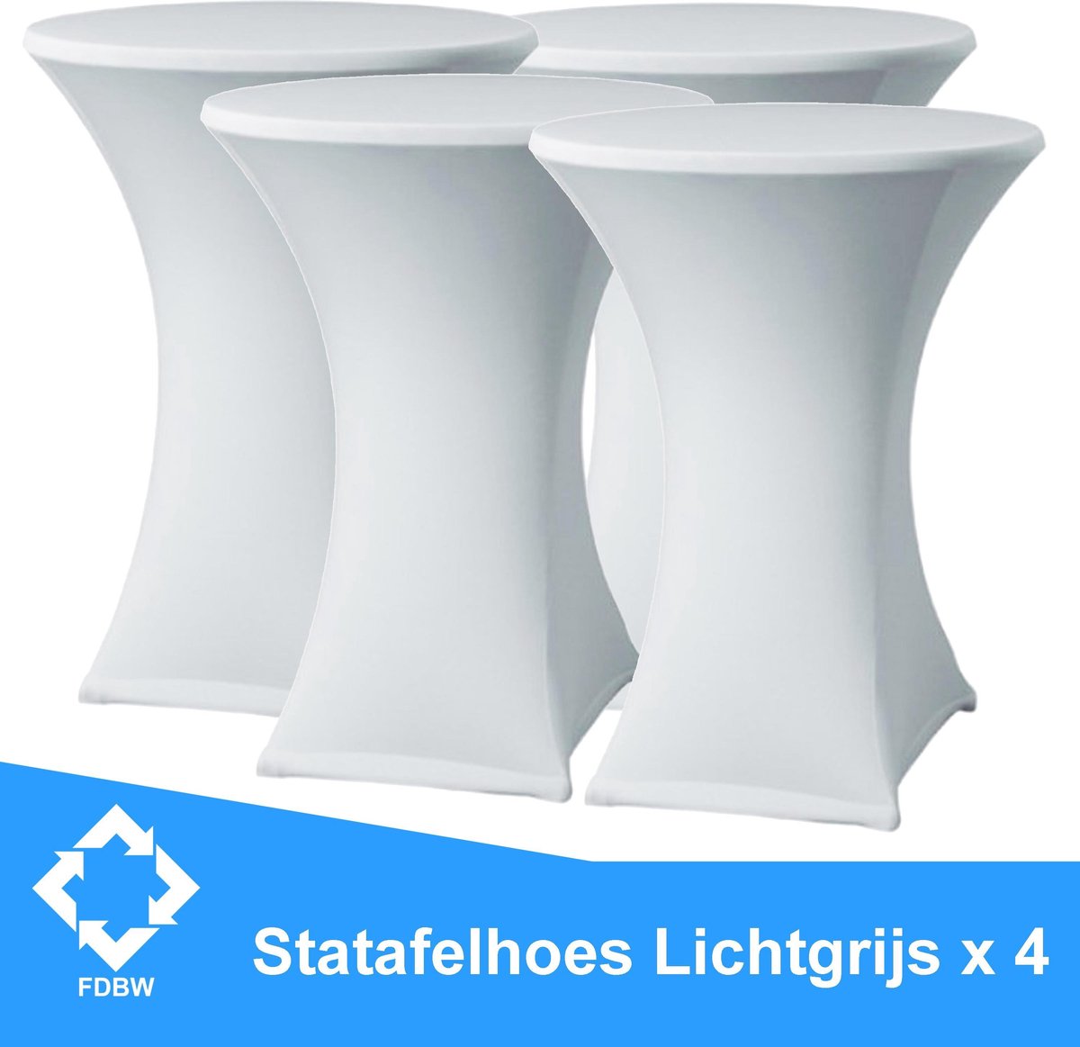 Statafelrok Luxe Licht Grijs x 4 - Statafel Tafelrok - Statafelhoes - Stretch –  ∅80 x 110 cm – geschikt voor Horeca Evenementen | Sta Tafel Hoes | Statafel | Staantafelhoes | Cocktailparty | Trouwerij | Sta-tafel rok – 4 stuks - SET VAN 4