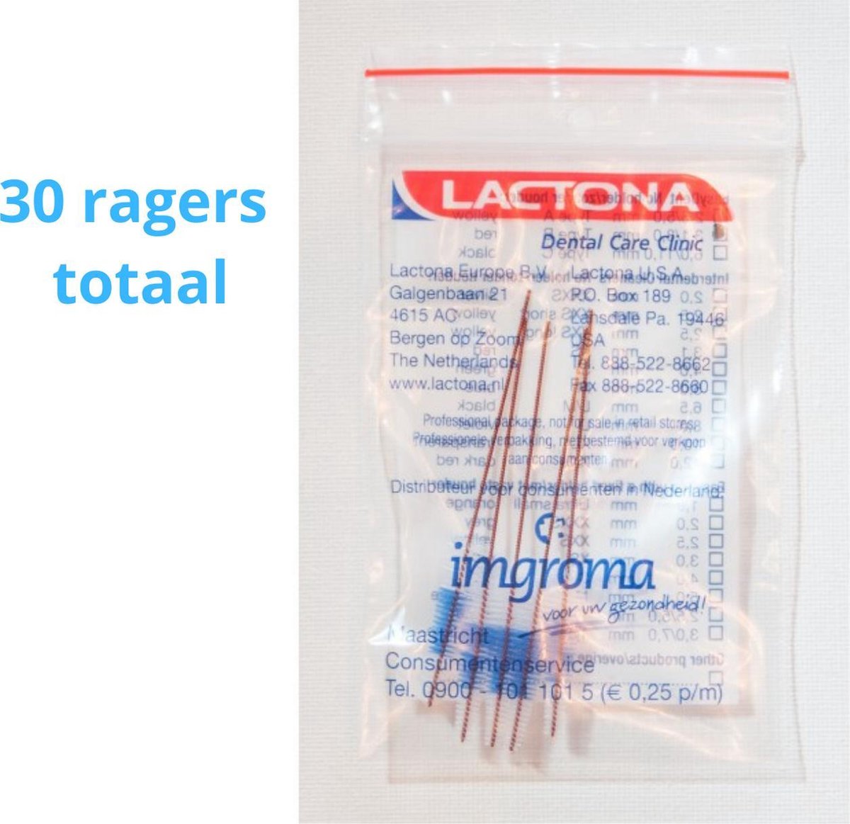 Lactona EasyDent Type B 31 - 8mm - Ragers - 6 gripzak x 5 stuks - Met gratis beschermhouder - Voordeelpakket