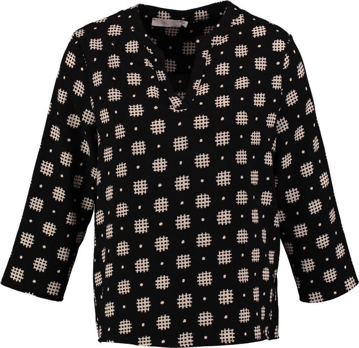 Signe nature stevige zwarte blouse 3/4 mouw - valt ruim - Maat XXL