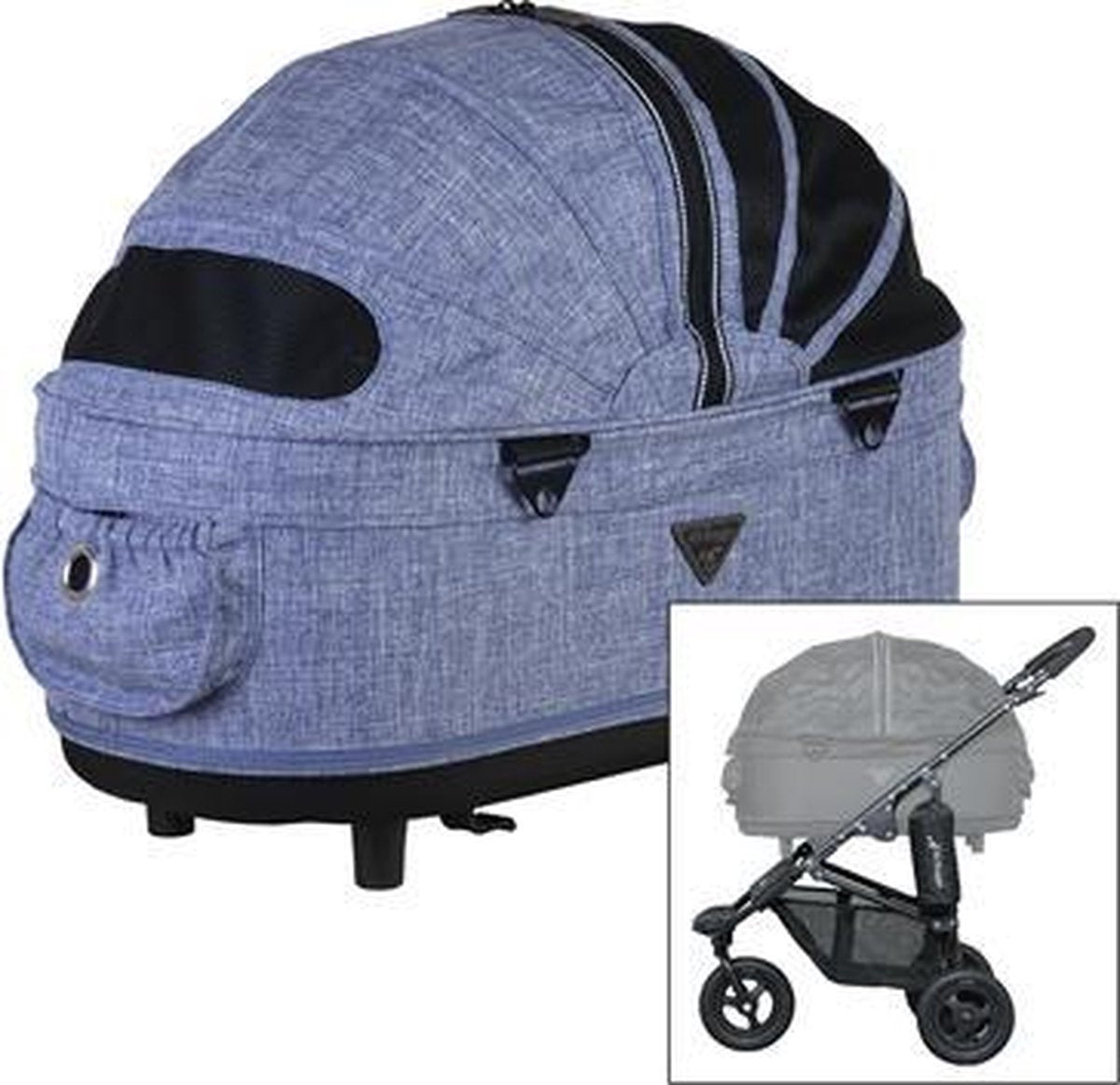 Airbuggy hondenbuggy dome2 m met rem gemeleerd denim - 67x33x51 cm / 96x53