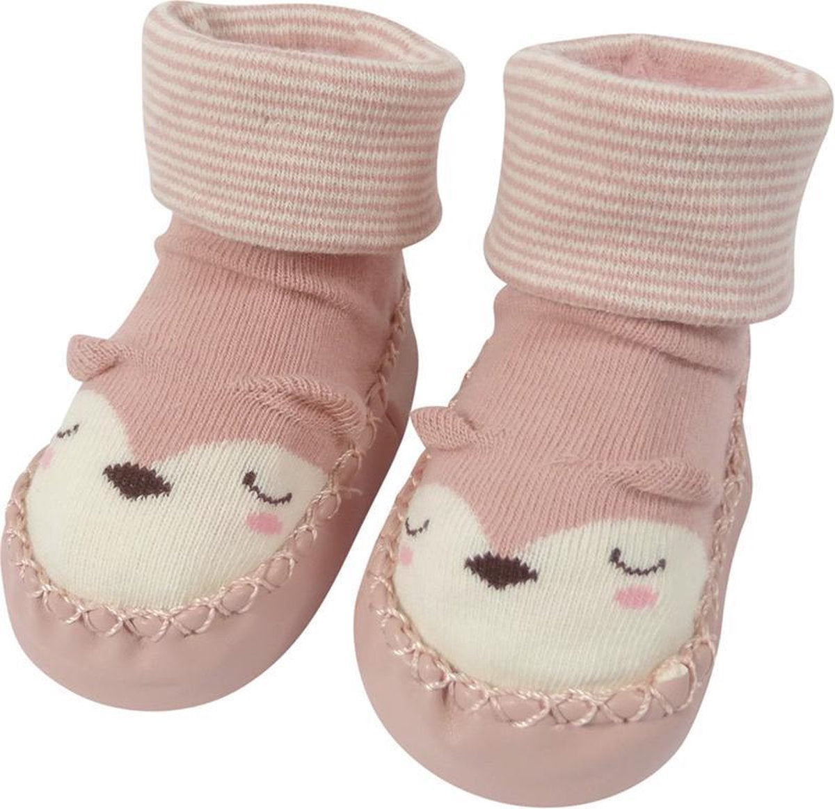 Babyslofjes Diertje Oud Roze - Anti-slip - 12-18 maanden