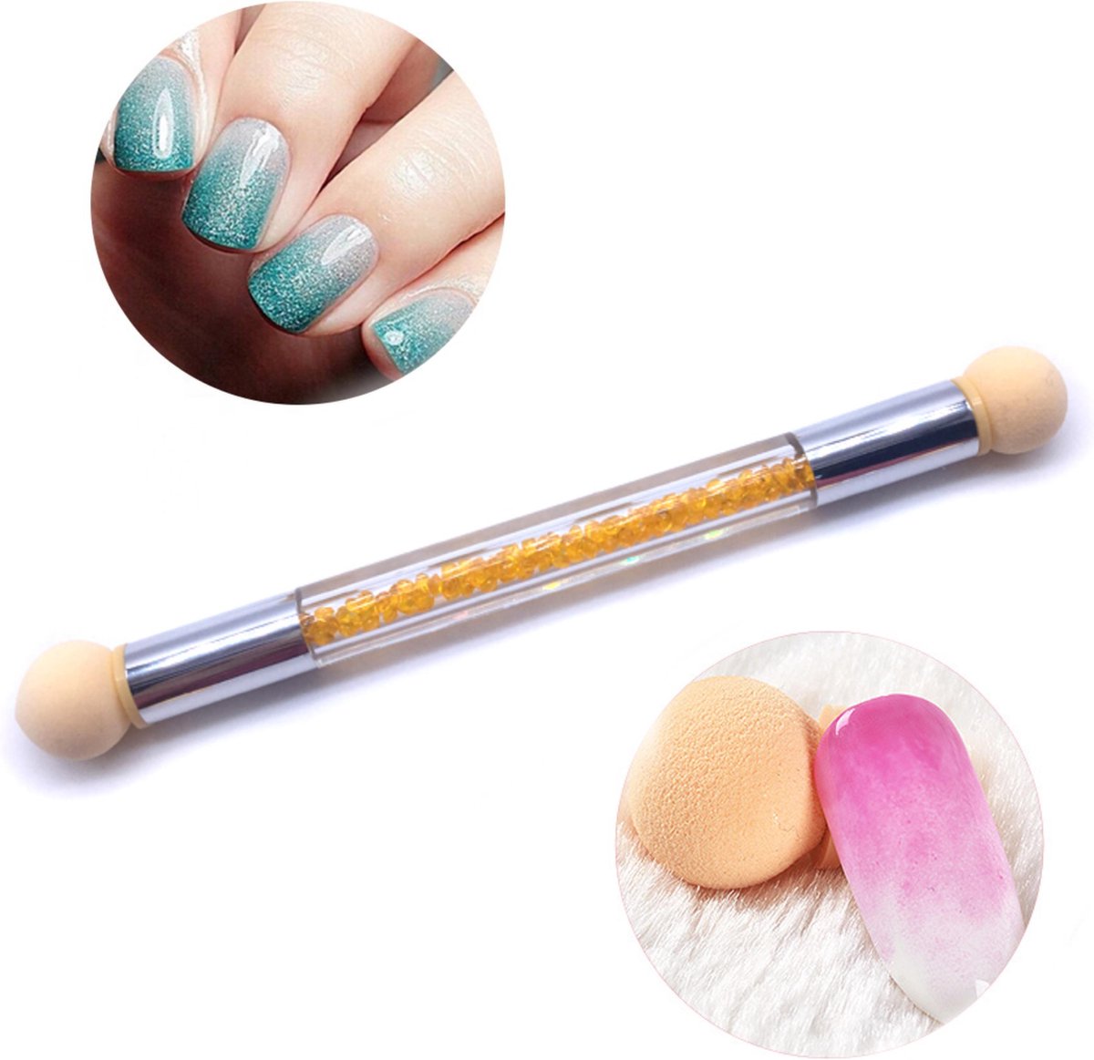 GUAPÀ - Nail Art Blooming Spons & Stempel Penseel voor het maken van Babyboom en Holografisch effecten op je nagels - Kleur Goud
