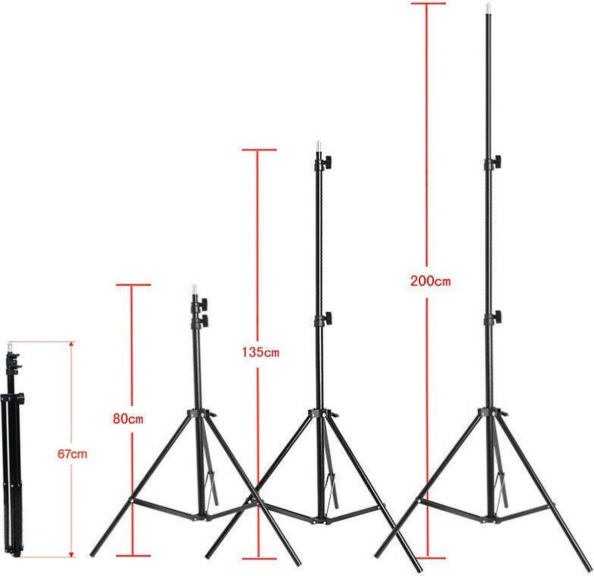 FOTOSTUDIO STATIEF TELESCOPISCH INSTELBAAR VAN 80 TOT 200 CM