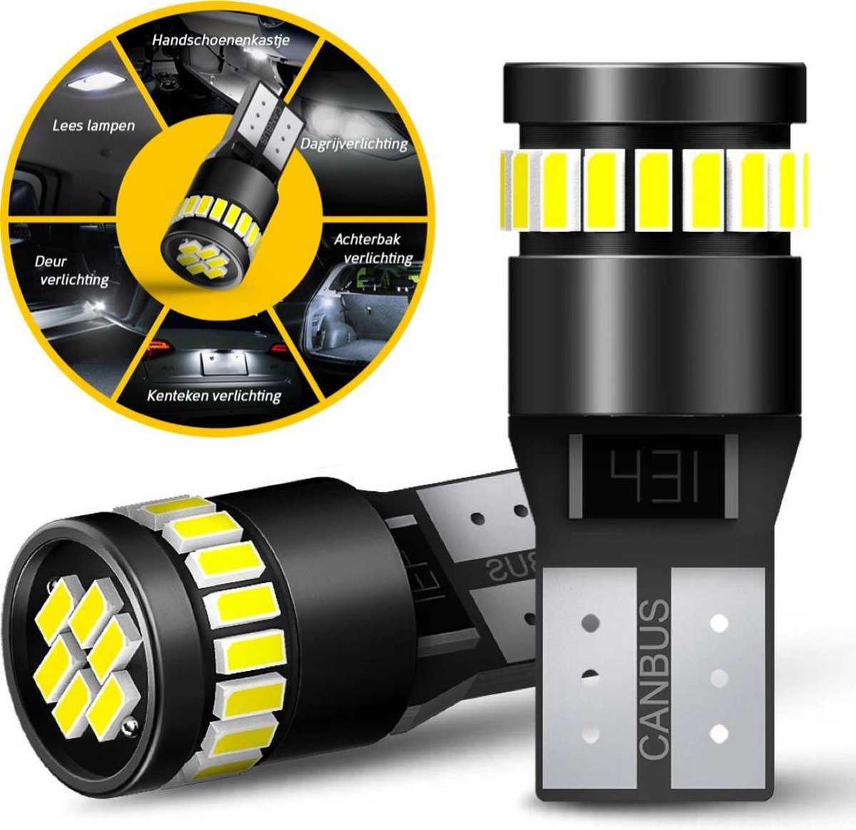 Autolampen - W5W - T10 - LED - Wit licht CANbus - 2 Stuks