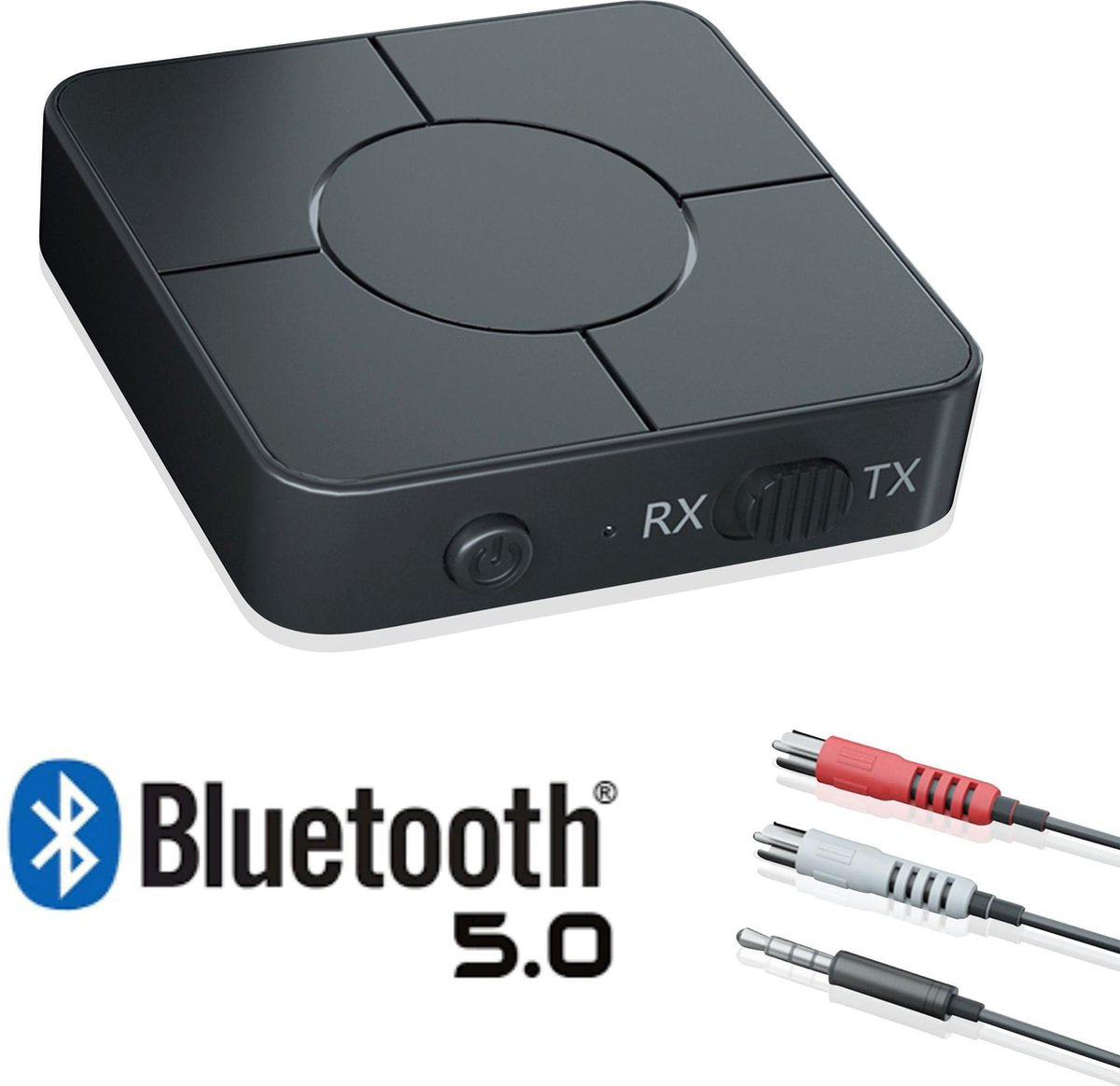 Phannie 2 in 1 Bluetooth Receiver & Transmitter - Stream Station - Audio Adapter - BT 5.0 - 3.5mm AUX/RCA - Zender - Ontvanger - Met Microfoon - HD Geluid - Handsfree Bellen - Laptop - Autoradio - TV - Speaker