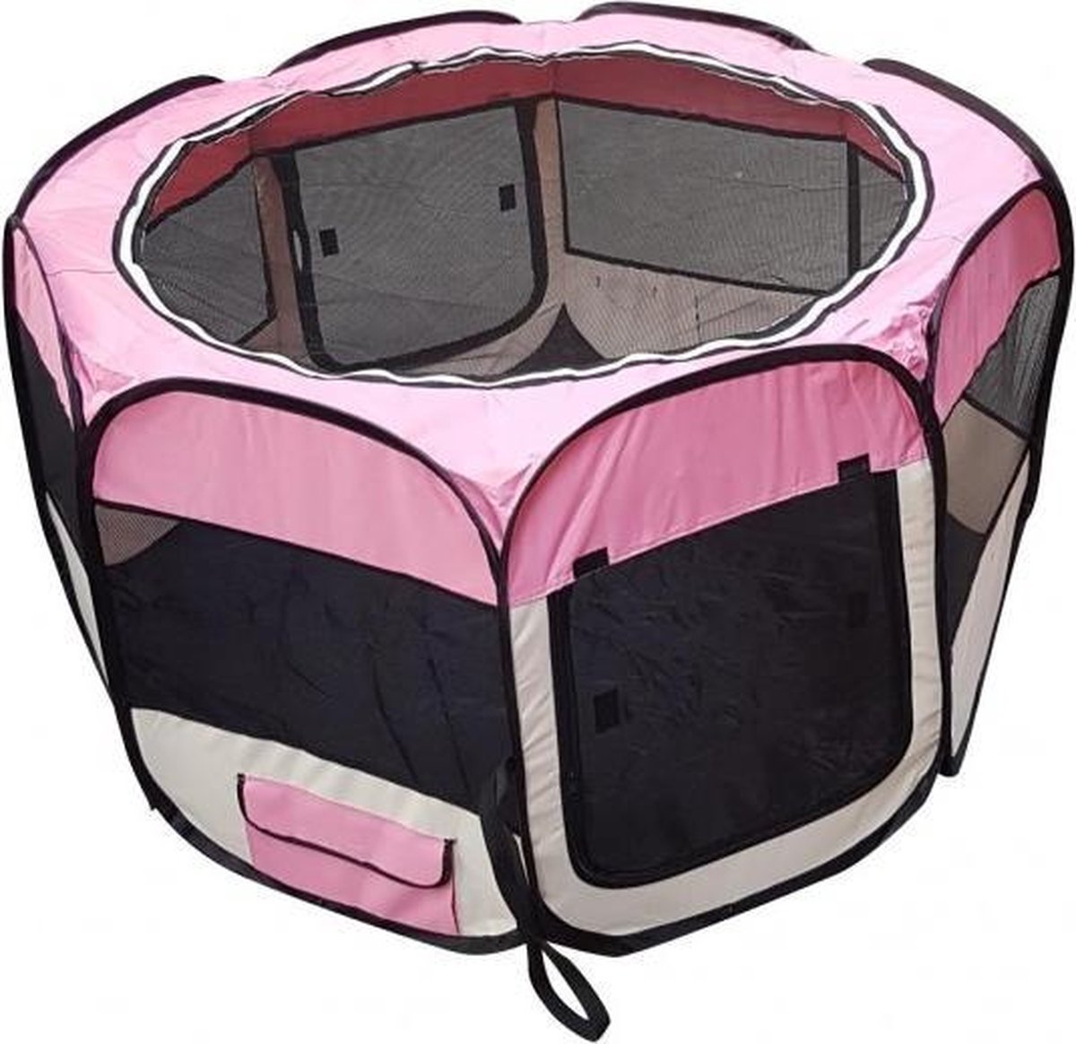 Puppyren Nylon roze-beige- 8 hoekig  125 x 125 x 64 (LxBxH)