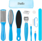 Fesio Pedicure/Voetverzorging Set 10-Delig met Opbergdoos - Eelt Verwijderaar Set - Blauw