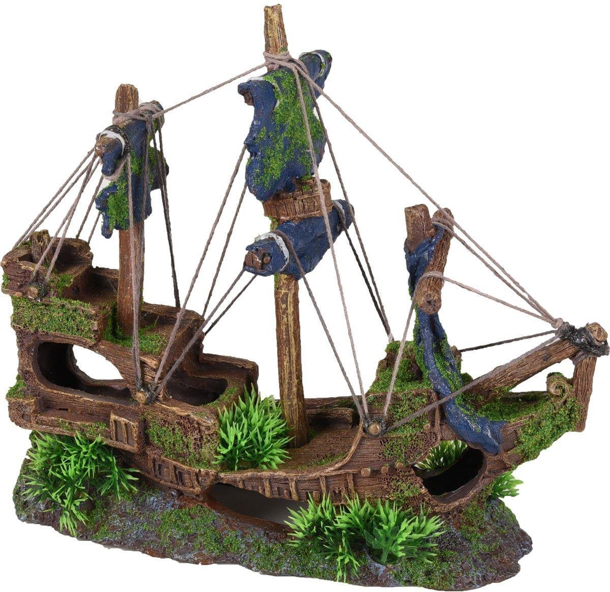 Aquarium decoratie Moza Scheepswrak 3 mast - 31 x 11 x 27 cm