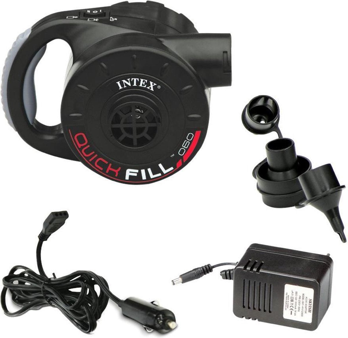 Intex 66622 - Quick-Fill elektrische luchtpomp 12V-220V (incl. 3 mondstukken)