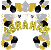e-Carnavalskleding.nl Feestversiering pakket Abraham 50 jaar | Versiering Abraham 50 jaar feest | Abraham 50e verjaardag feestversiering | Leuk pakket Abraham goud/zwart met feestartikelen voor de Abraham Medium