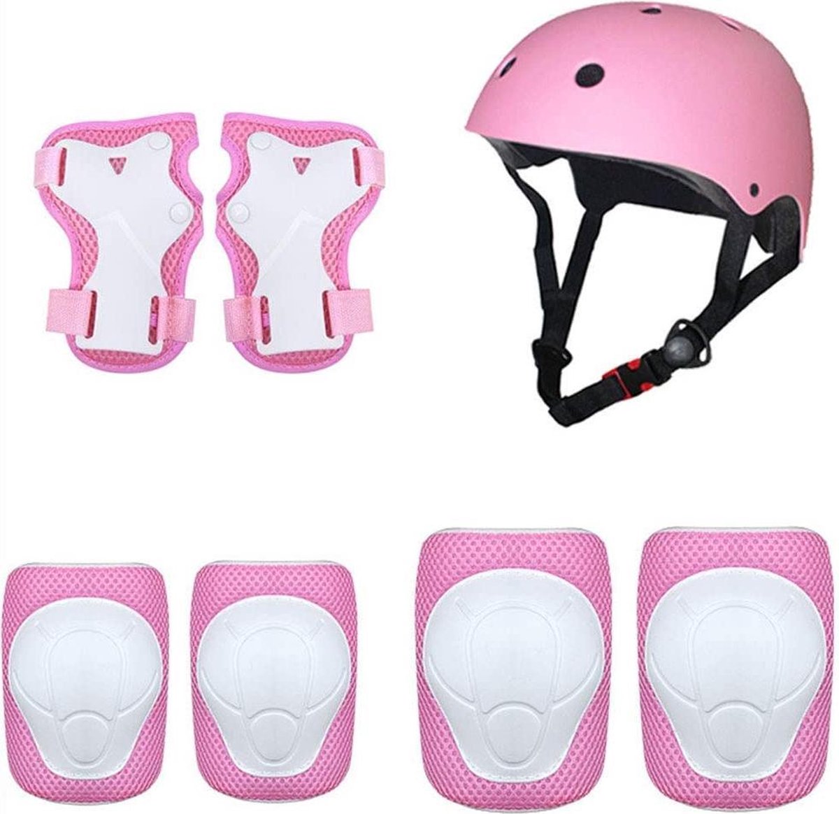Skate Beschermset Kinderen - Skate Set Kind - Skeeler Bescherming - Verstelbare Fietshelm inclusief Kniebeschermers Polsbeschermers en Elleboogbeschermers - Maat S