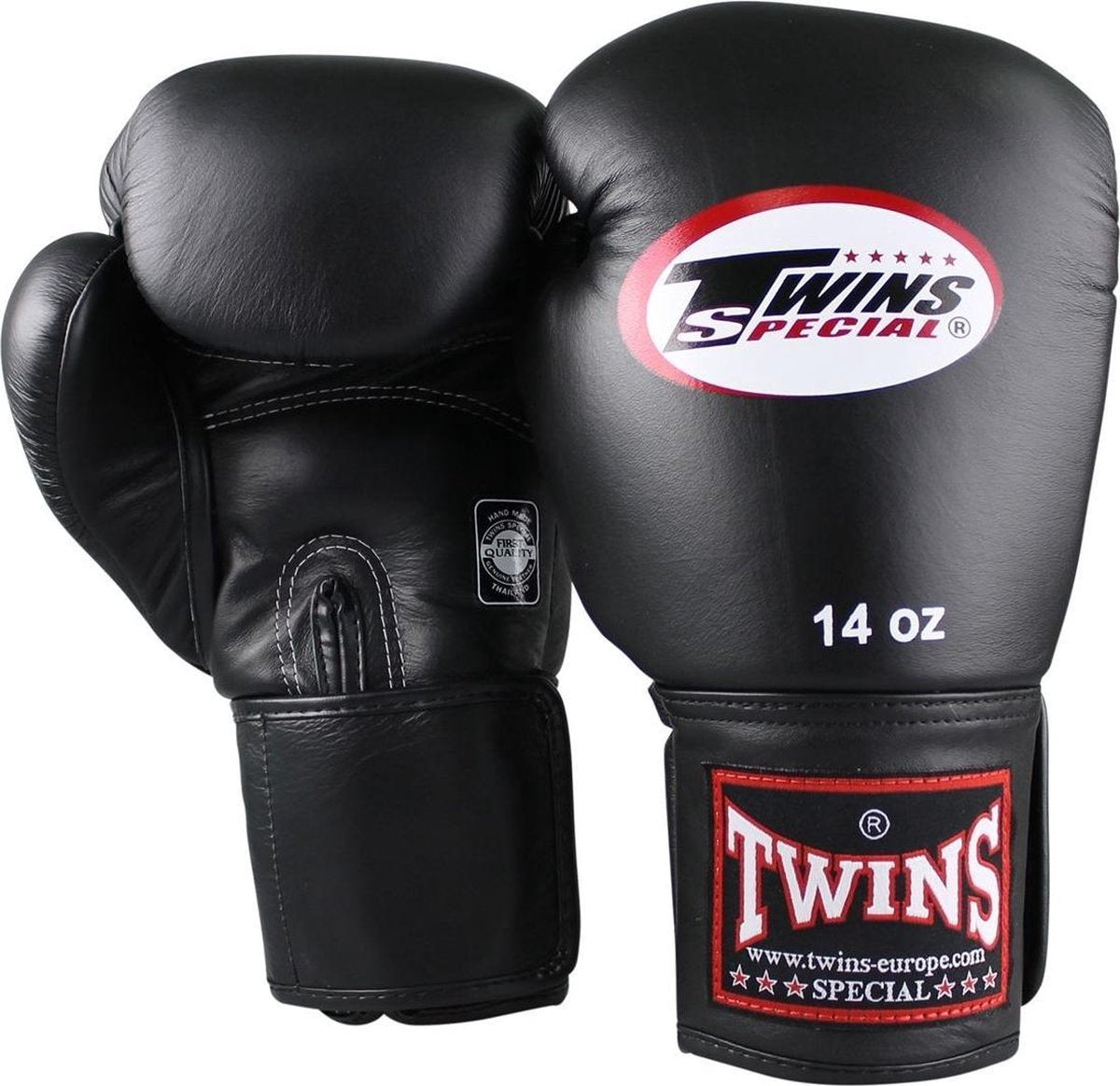 Twins (kick)bokshandschoen Korte Velcro Zwart 14 oz