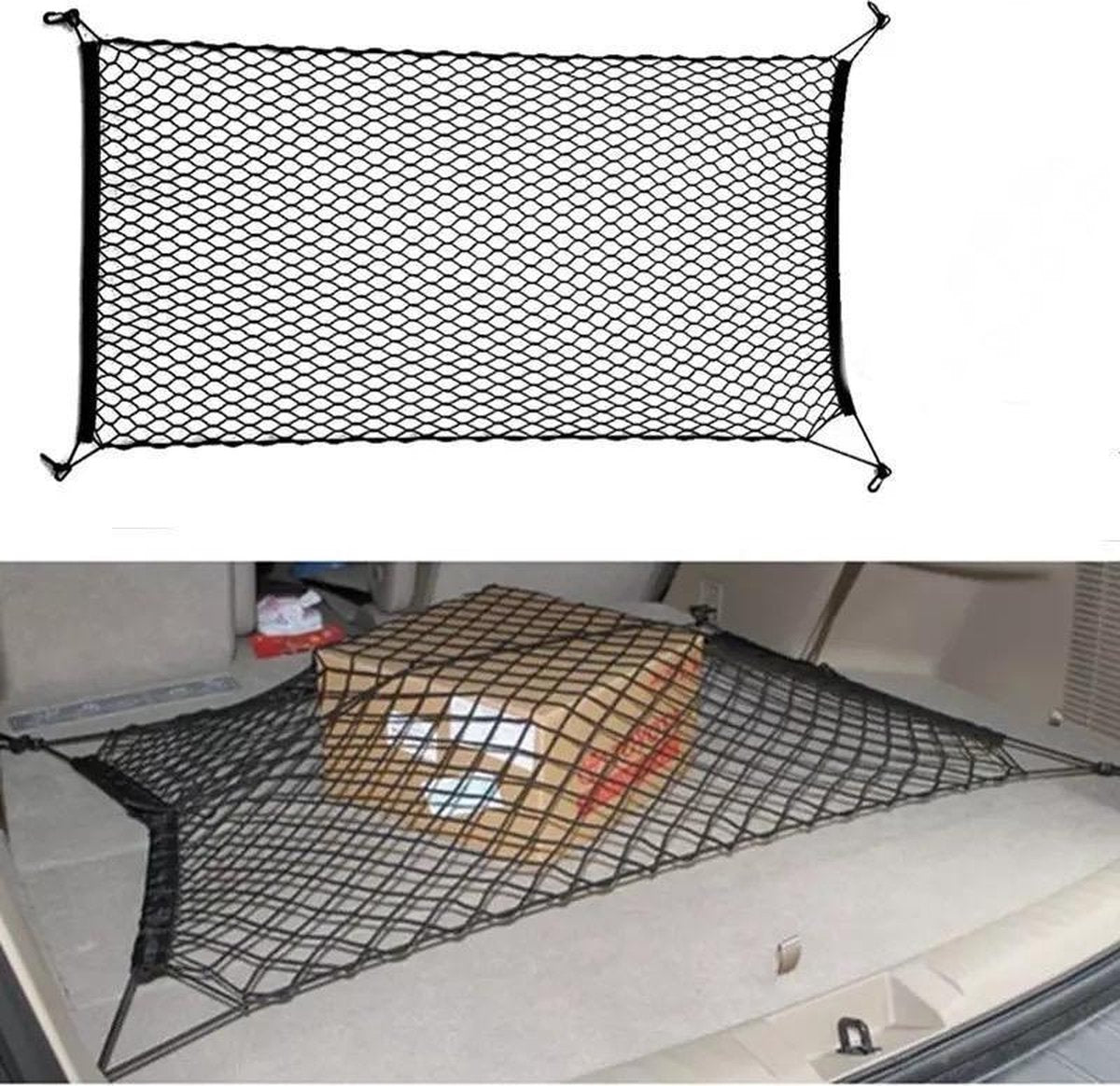 Universele auto kofferbak cargo organizer net - 4 schroef pluggen meegeleverd - Bagagenet - Kofferbaknet - 170 x 110 cm !