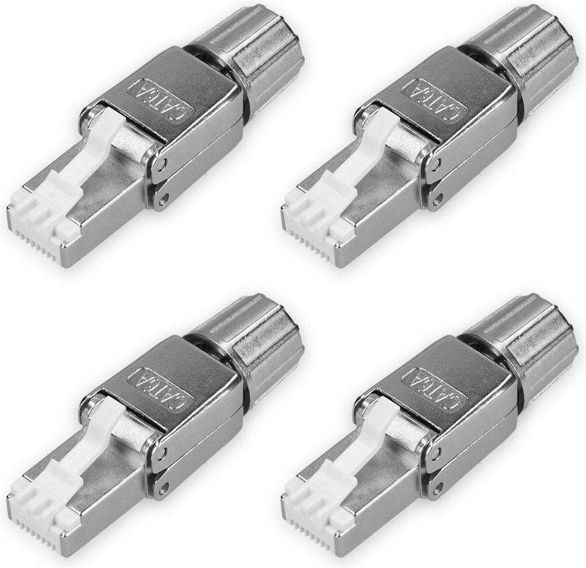kwmobile 4x RJ45-stekker - Set van 4 Cat6A RJ45 netwerkstekkers - Voor het aansluiten van netwerkkabels - Afgeschermd - Gereedschapsloos