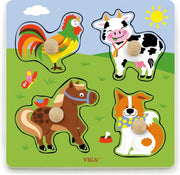 Viga Toys - Vormenpuzzel Boerderijdieren