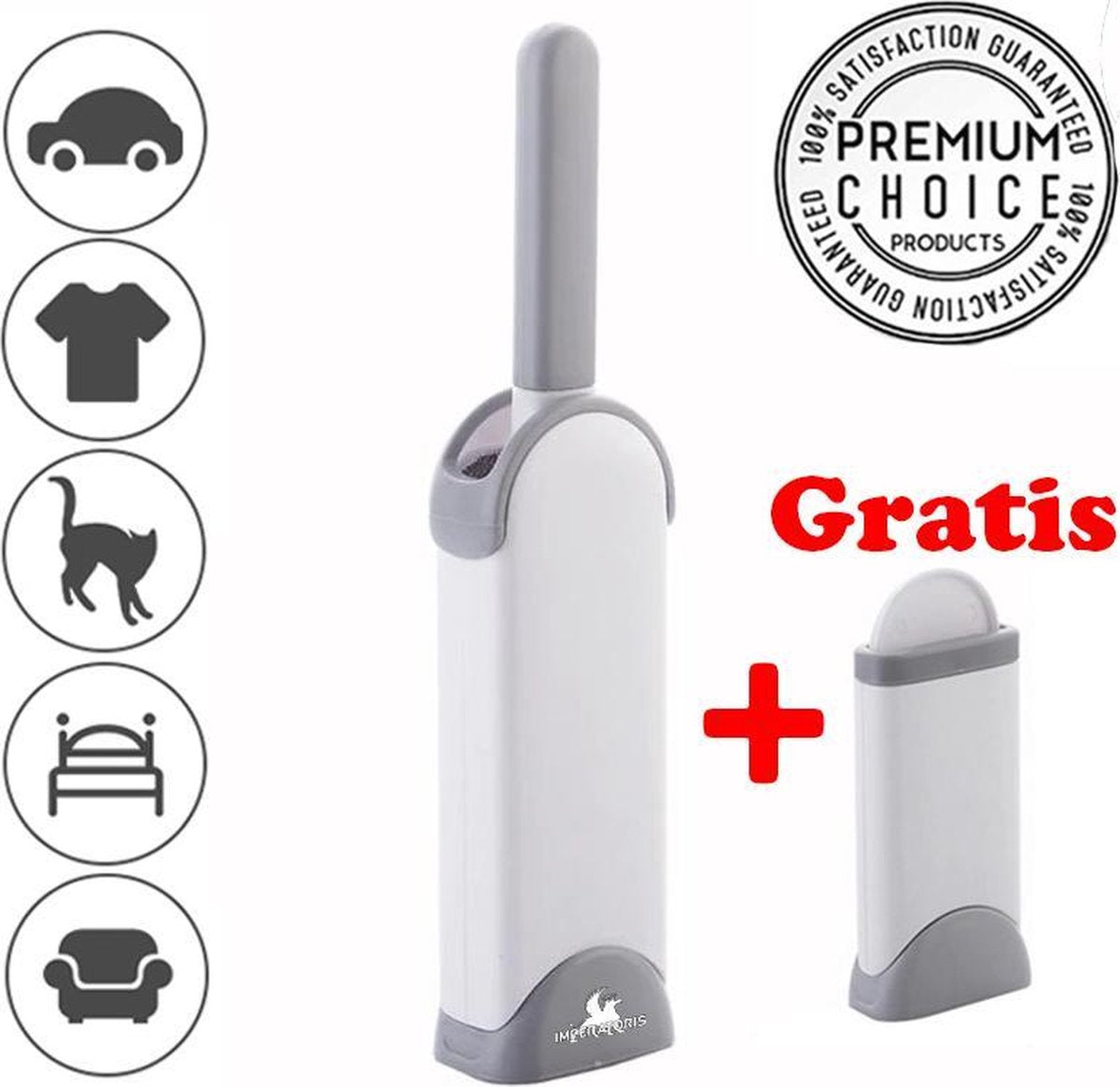 Pluizenborstel met Mini Borstel - Haarverwijderaar - Dier Haar Verwijderaar - Katten en Honden Borstel - Dubbelzijdig - Kledingborstel - Kledingroller - Zelfreinigend - Haarvanger - Kattenhaar Verwijderaar - Hondenhaar verwijderaar - Grijs