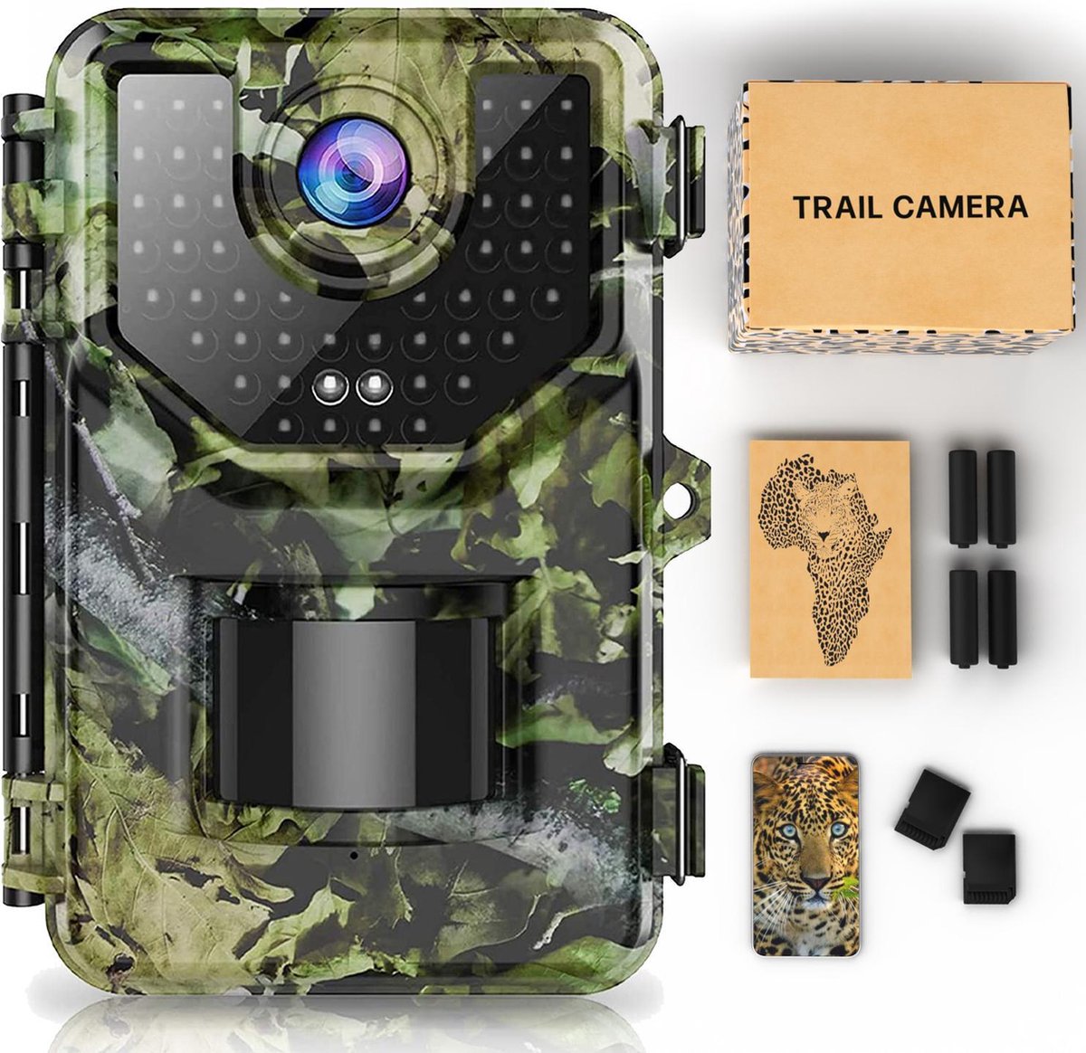 Wildcamera met Nachtzicht - 30MP 4K ULTRA HD - Waterdicht - Incl. 32 GB SD - Wild Camera - Incl. Geluidsopnames - Met GRATIS Batterijen & Camera Trapping Guide