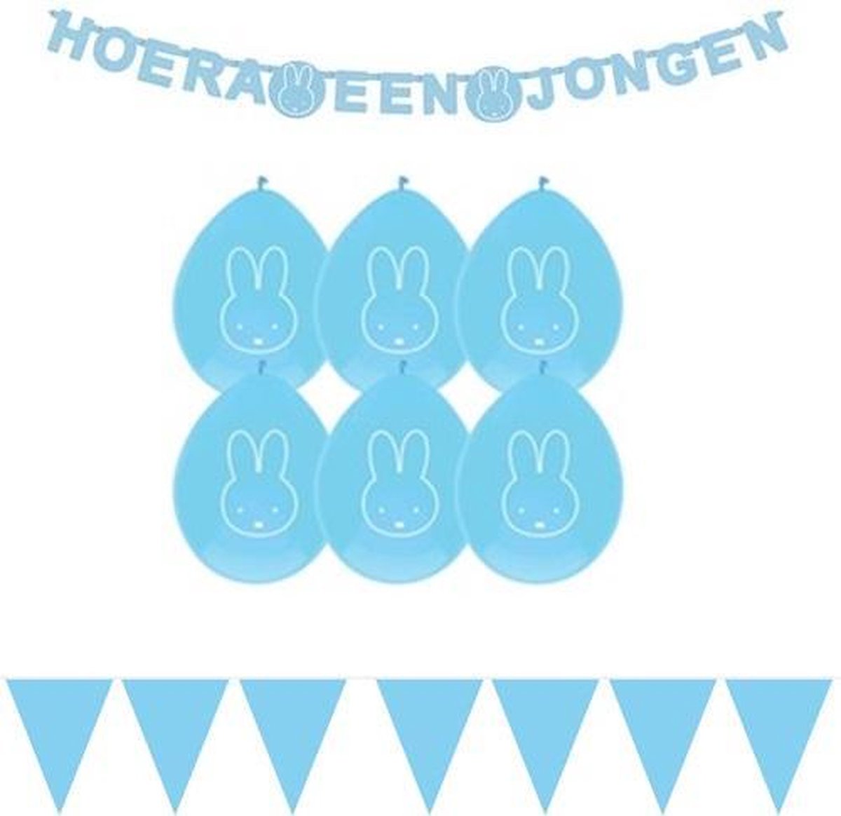 Nijntje Hoera Een Jongen | Geboorte Pakket | Versiering | Decoratie | Nijntje | Dick Bruna | Blauw | Ballonnen | Slinger | Jongen | Baby |