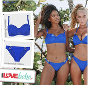 BOHO bikini’s top – striking bandeau – lapiz blauw - L - Cup C