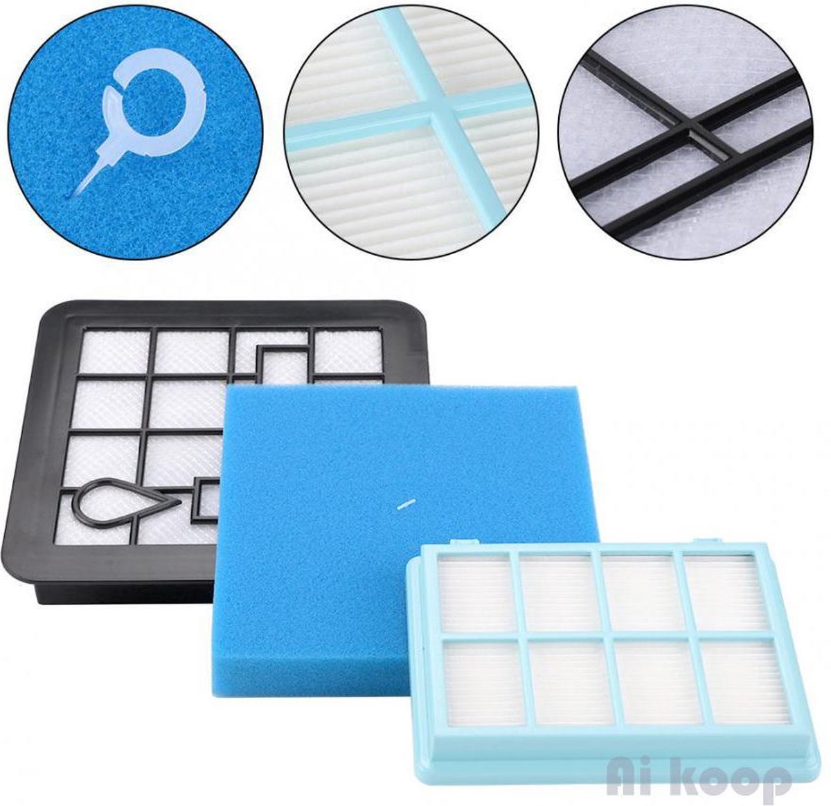 HEPA-filters Voor Philips Power Pro Compact  and Power Pro Active en City filterset Stofzuiger FC9331 / 09 FC9332 / 09 FC8010 / 01/02