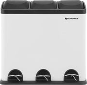 Nancy's Beeville 54L Prullenbak - Pedaalemmer - 3 Binnenbakken - Afvalscheiding - Wit-Zwart