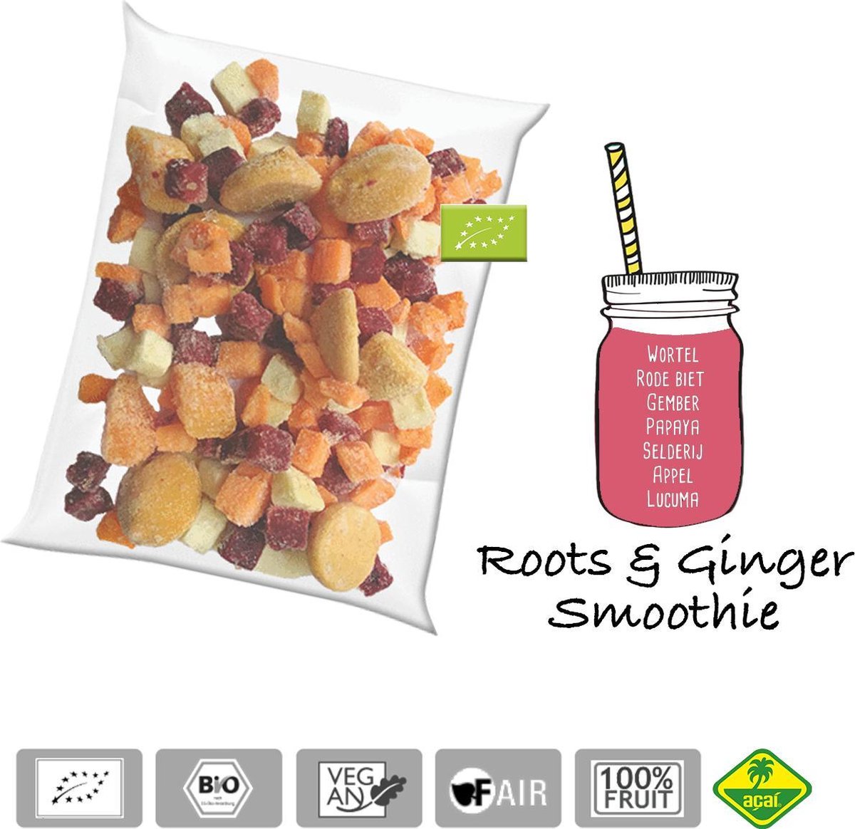 Rode biet gember BIO - Bevroren smoothie pack - Acai fine fruits club - 4