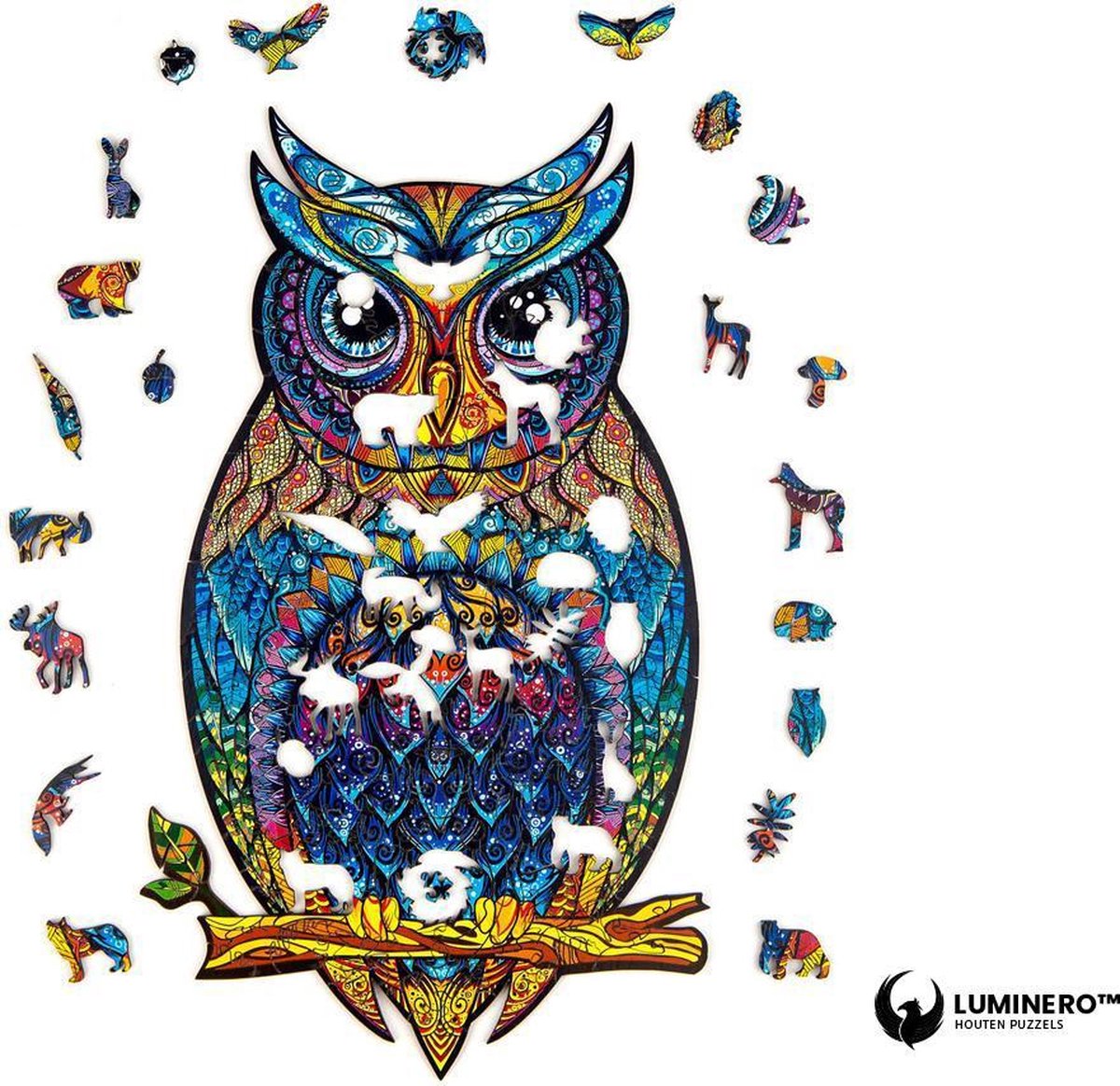 Luminero™ Houten Uil Jigsaw Puzzel - A3 Formaat Puzzel - Unieke 3D Puzzels - Huisdecoratie - Wooden Puzzle - Volwassenen & Kinderen