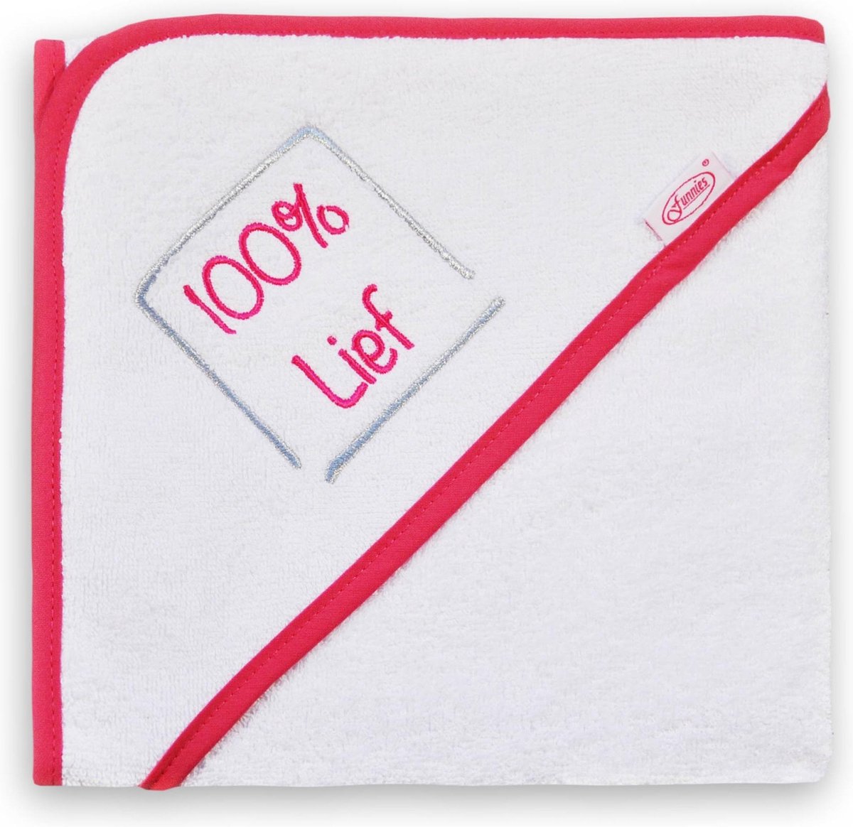 Funnies Badcape 100 % Lief Junior 80 Cm Katoen Wit/roze