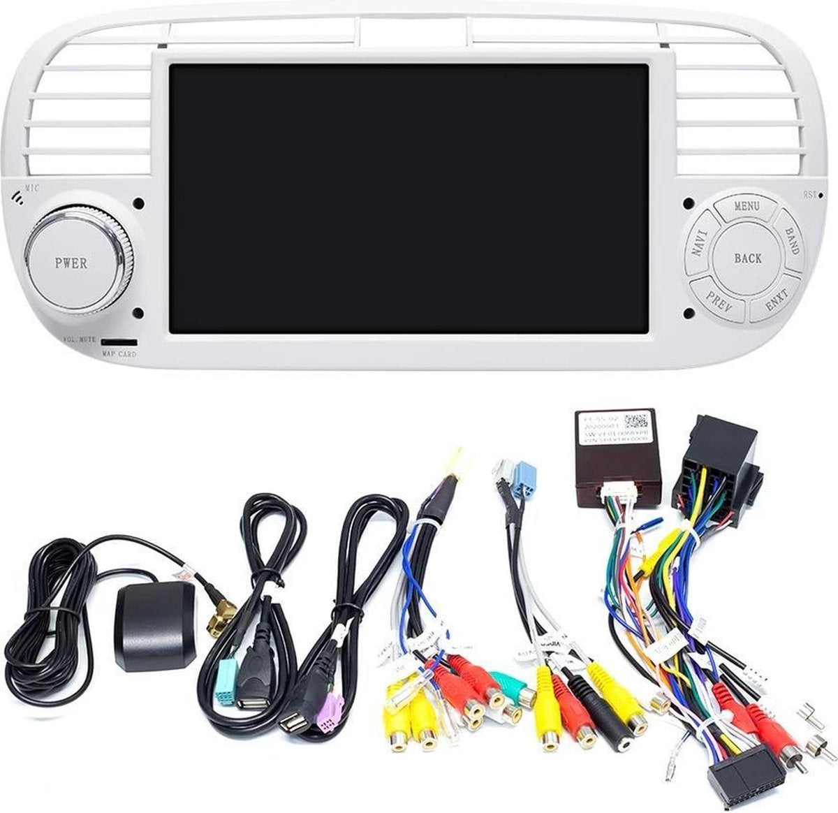 GRATIS CAMERA!  Fiat 500 2007-2015 Android 10 navigatie CarPlay 2+32GB Bluetooth USB WiFi WIT