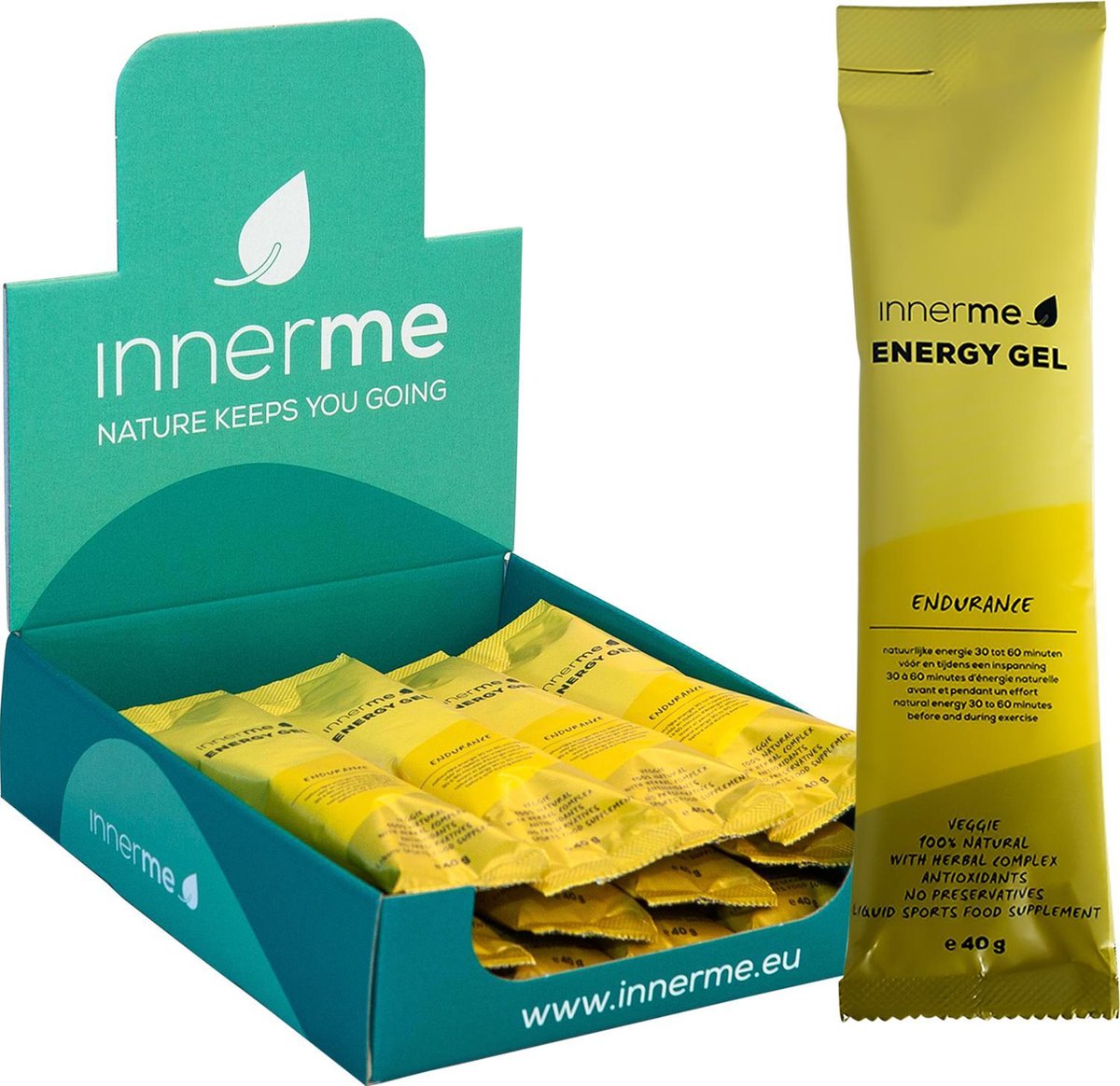 Energy gel 'Endurance' (12x40g) - vloeibare sportvoeding met krachtige kruiden - 100% natuurlijk - snelle & langdurige energie - bron van vitamine C