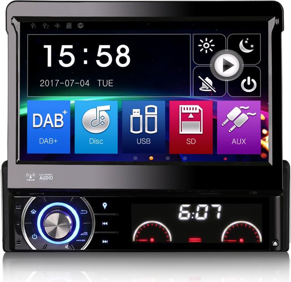 stijlvolle universele dubbele DIN-autoradio met een 8 “HD-touchscreen scherm met Navigatie
