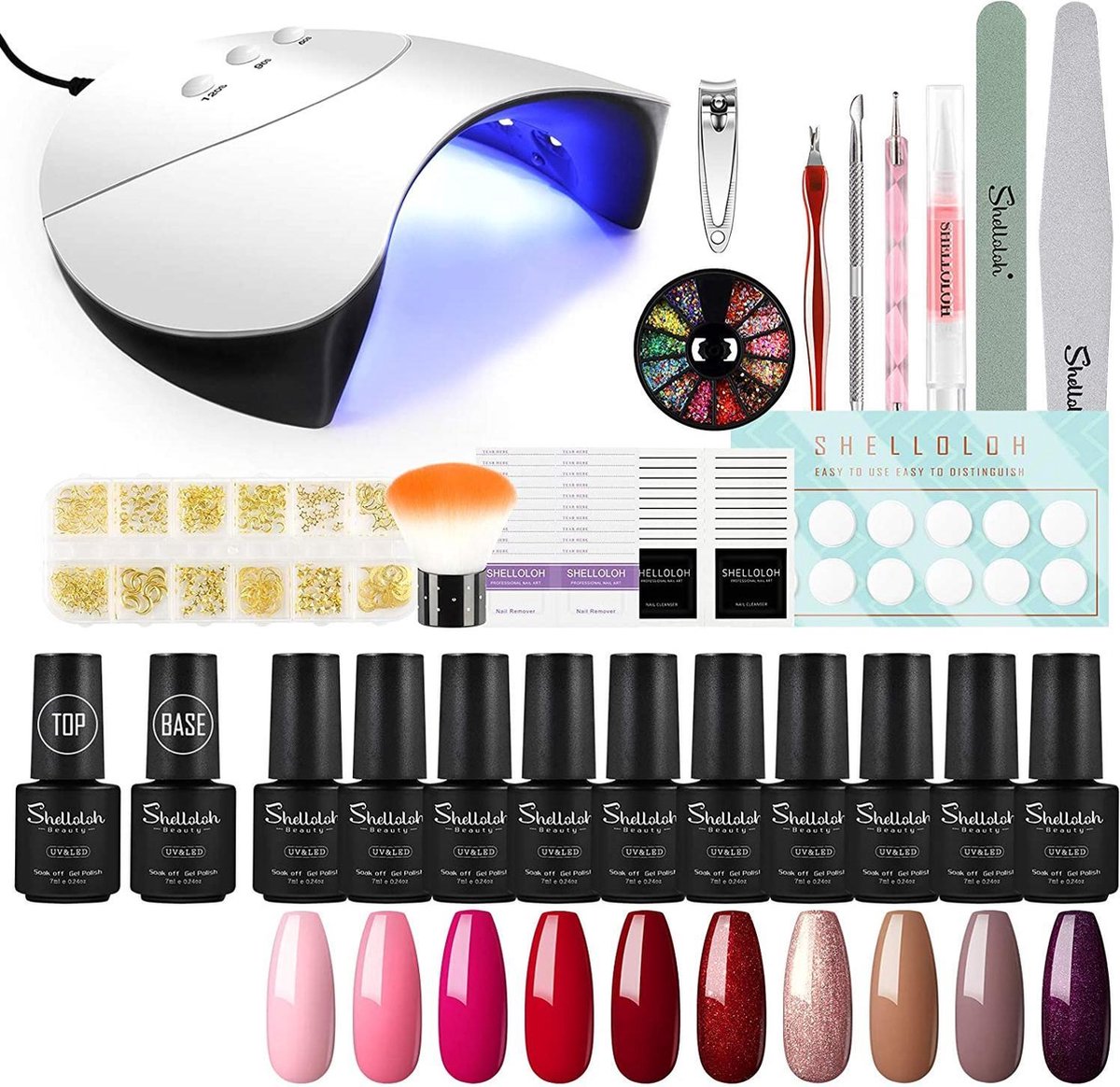 UV Nagellak Gel Nagels Set 10sts UV Gellak set voor Nagel Ontwerp Kleuren gel set 36W UV + LED Nagel Lamp set