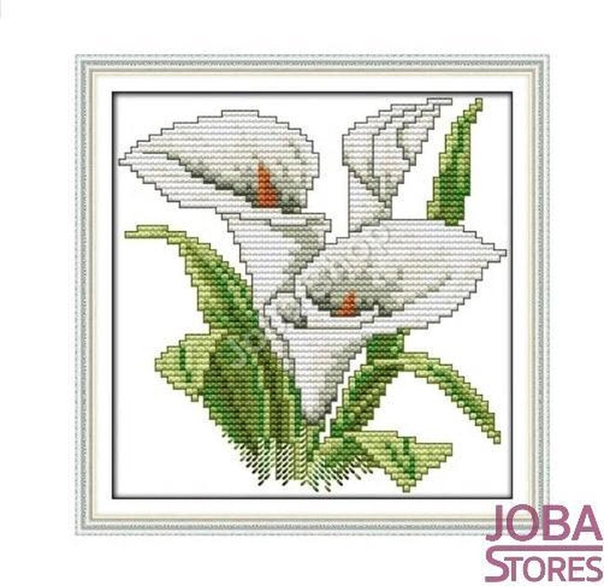 Borduur Pakket "JobaStores®" Bloem 006 11CT Voorbedrukt (21x21cm)