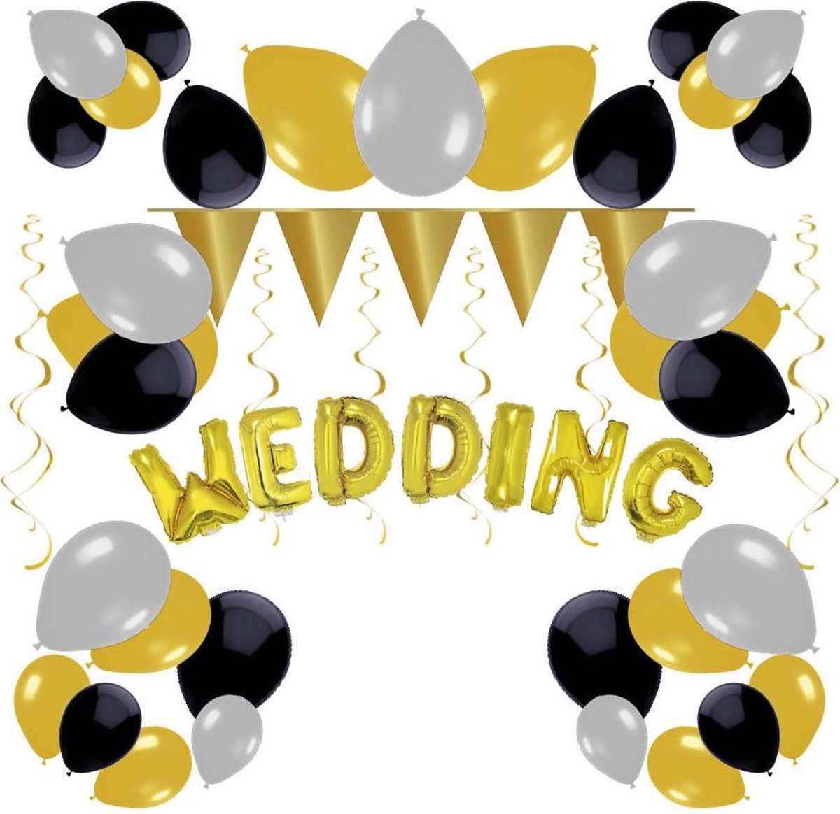 e-Carnavalskleding.nl Wedding feestpakket goud Medium | Versiering trouwfeest goud | Decoratie trouwfeest voor een mooie bruiloft Medium