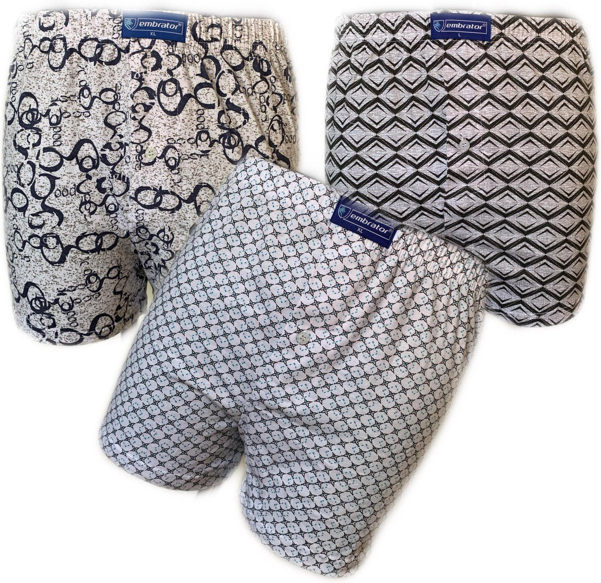 Embrator 3-stuks mannen Boxershorts Loose Fit katoen maat XL