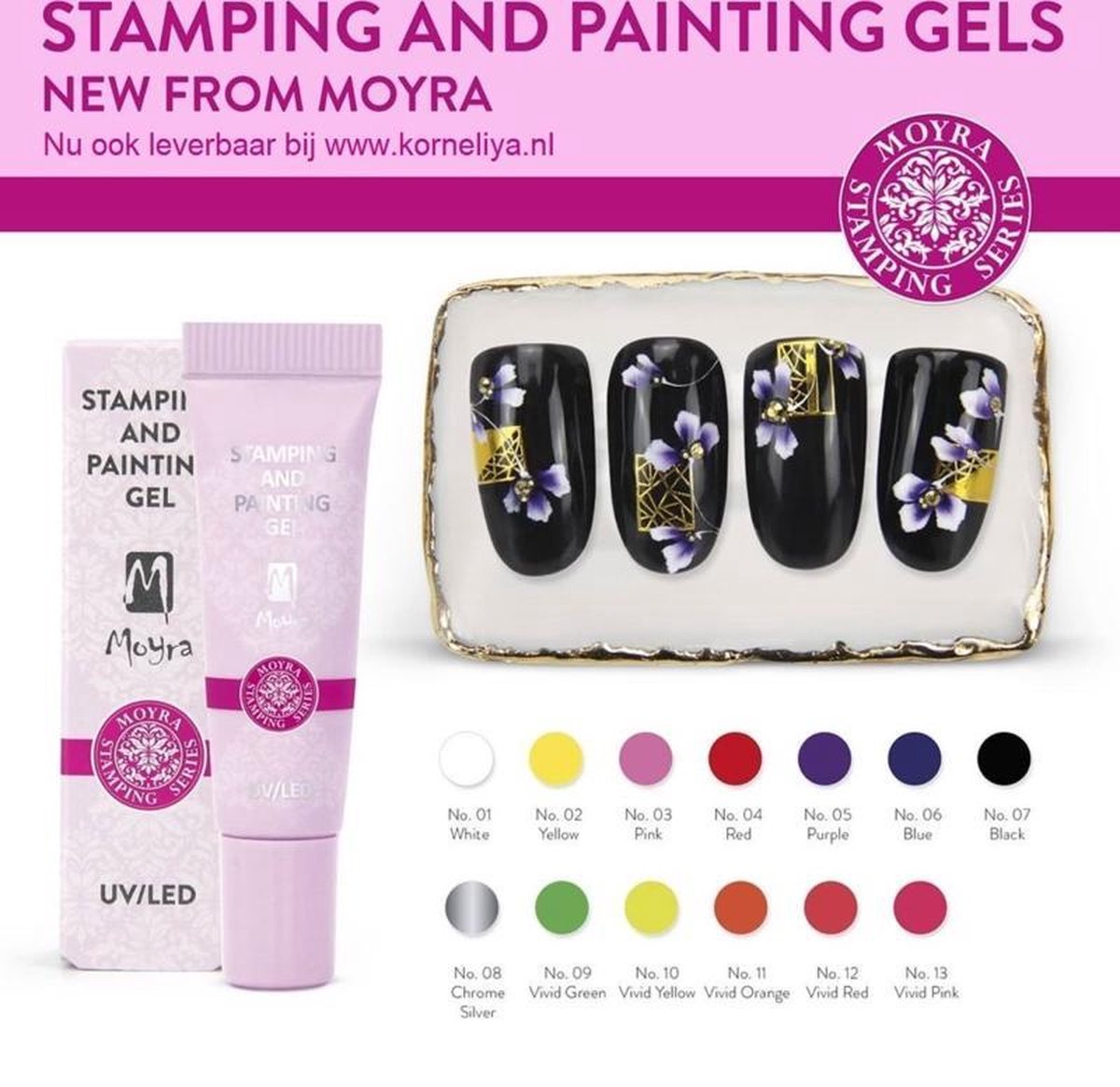 Moyra Stamping and Painting Gel Set met 13 kleuren