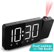 Wekkerradio met Projectie en Dubbele Wekker - Digitale wekker met FM Radio - Projectie klok - Incl. Batterij
