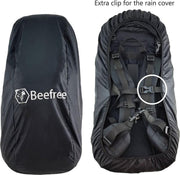 Beefree nylon backpack regenhoes 55-90L | Incl. extra clip - zwart