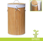 Bamboe wasmand 65L - Bamboo - Rond - Luxe wasmand - Wassorteerder - Inclusief zak - Natuur